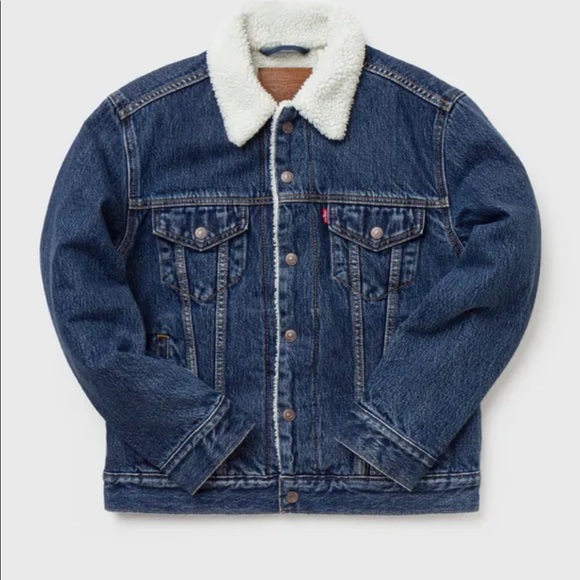 LEVI’S denim Sherpa jacket in dark wash - Picture 3 of 4